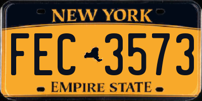 NY license plate FEC3573