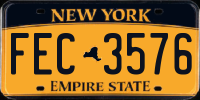 NY license plate FEC3576