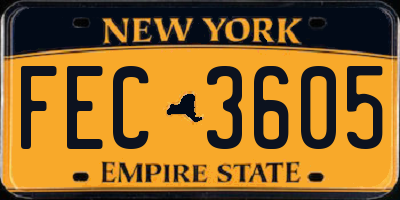 NY license plate FEC3605