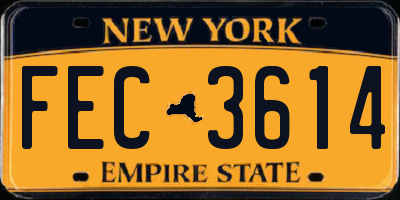 NY license plate FEC3614