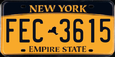 NY license plate FEC3615