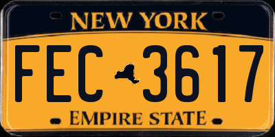 NY license plate FEC3617