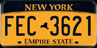 NY license plate FEC3621