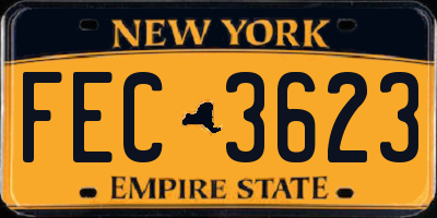 NY license plate FEC3623