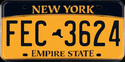 NY license plate FEC3624