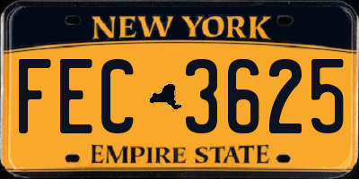 NY license plate FEC3625