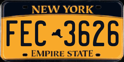 NY license plate FEC3626