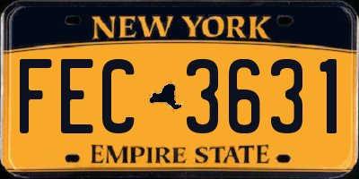 NY license plate FEC3631