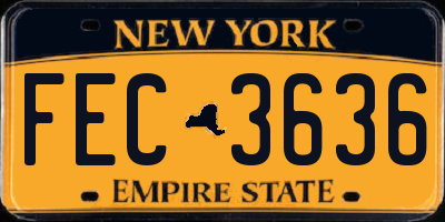 NY license plate FEC3636