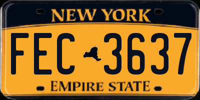 NY license plate FEC3637