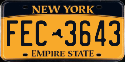 NY license plate FEC3643