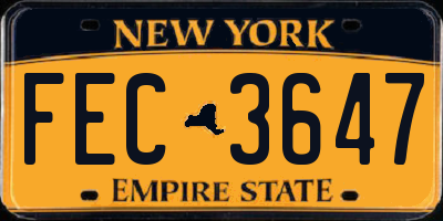 NY license plate FEC3647
