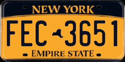 NY license plate FEC3651