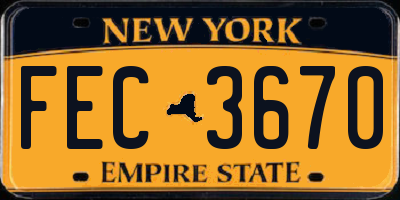 NY license plate FEC3670