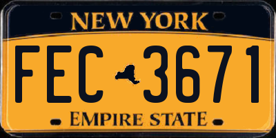 NY license plate FEC3671