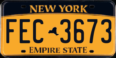 NY license plate FEC3673