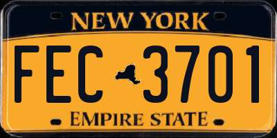 NY license plate FEC3701