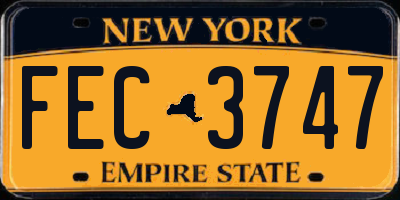 NY license plate FEC3747