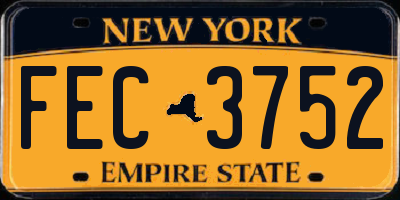 NY license plate FEC3752