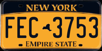 NY license plate FEC3753