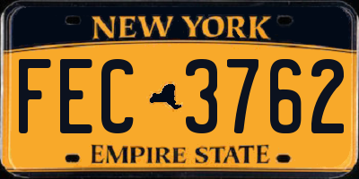 NY license plate FEC3762