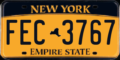 NY license plate FEC3767