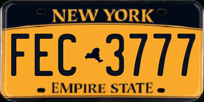 NY license plate FEC3777