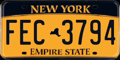 NY license plate FEC3794