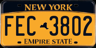 NY license plate FEC3802