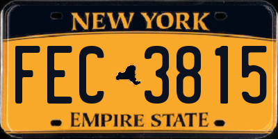 NY license plate FEC3815