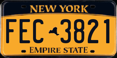 NY license plate FEC3821
