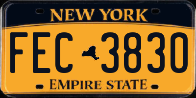 NY license plate FEC3830