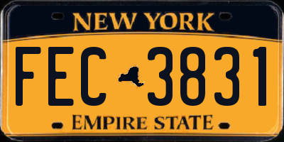 NY license plate FEC3831