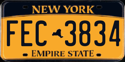 NY license plate FEC3834