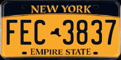 NY license plate FEC3837