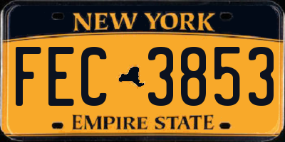 NY license plate FEC3853
