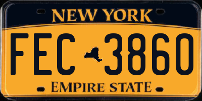 NY license plate FEC3860