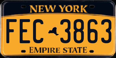 NY license plate FEC3863