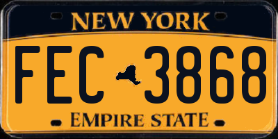 NY license plate FEC3868