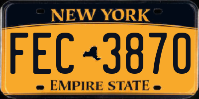 NY license plate FEC3870
