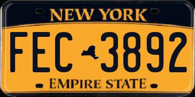 NY license plate FEC3892
