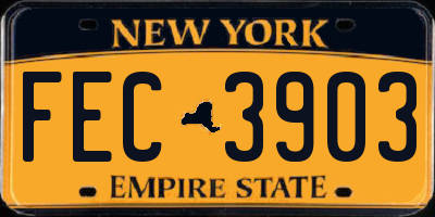 NY license plate FEC3903
