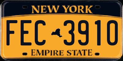 NY license plate FEC3910
