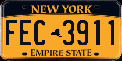 NY license plate FEC3911