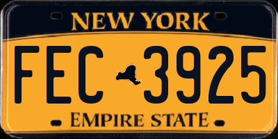 NY license plate FEC3925
