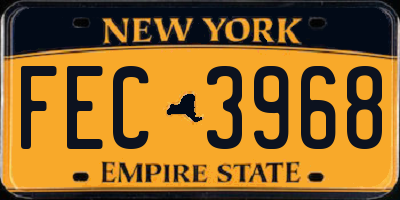 NY license plate FEC3968