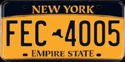 NY license plate FEC4005