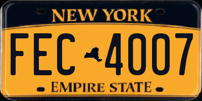 NY license plate FEC4007