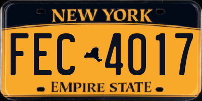 NY license plate FEC4017