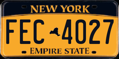 NY license plate FEC4027